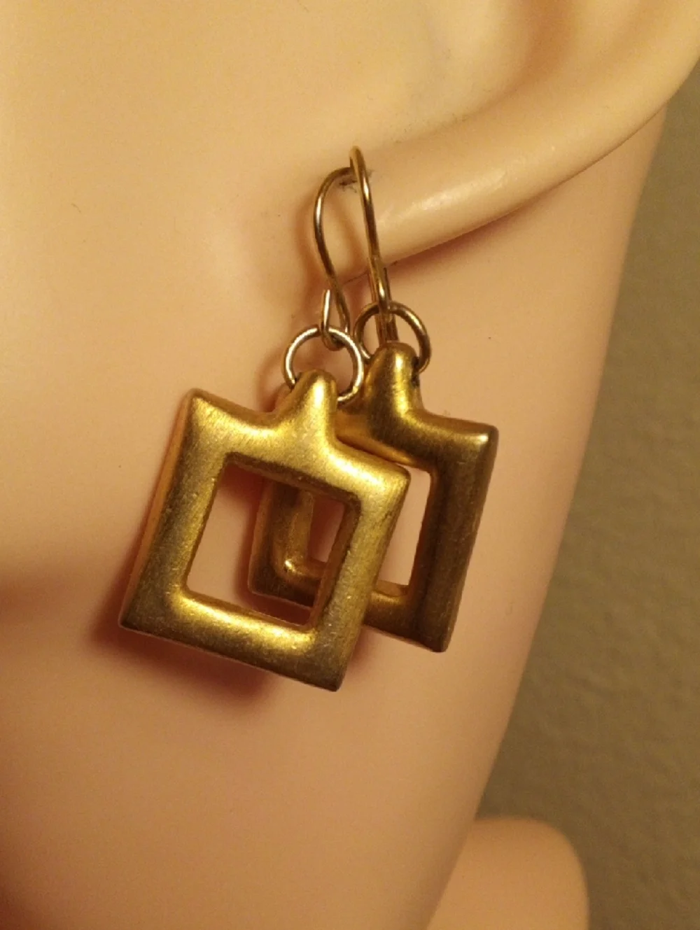 Gold Open Square Drop Earrings - Women Jewelry
